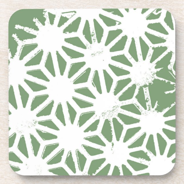 Posavasos Olive green and white geometric pattern (Frente)