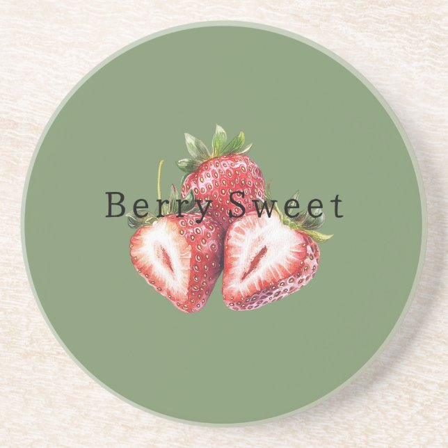 Posavasos Olive Green Strawberries Berry Sweet   (Frente)