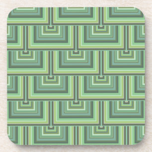 Posavasos Olive green stripes square scales pattern