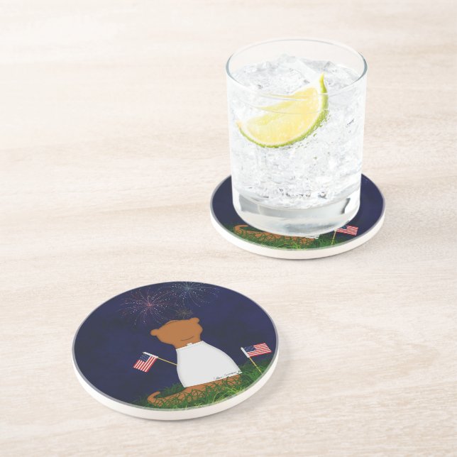 Posavasos Oliver El Cojín decorativo Otter Watching Firework (Lado)