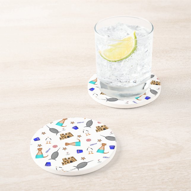 Posavasos Oliver El Patrón De Vacaciones En Playa De Verano  (Lado)