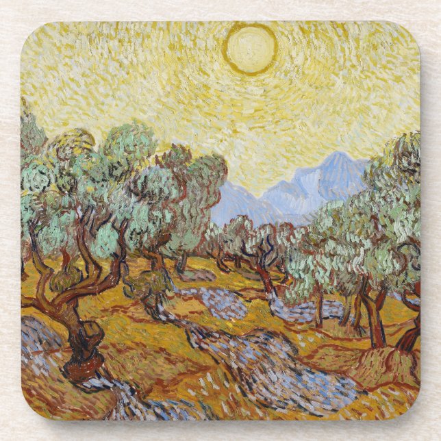 Posavasos Olivos de Vincent van Gogh el |, 1889 (Frente)
