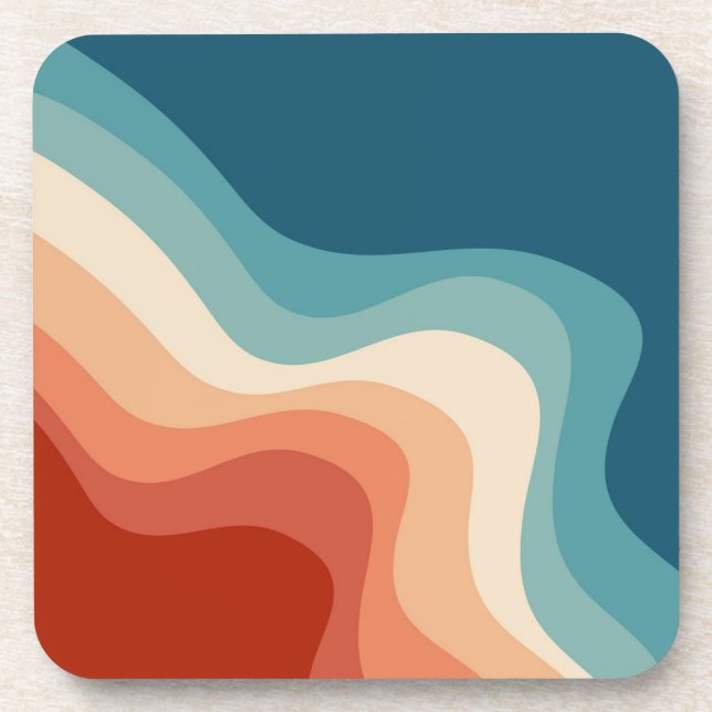 Posavasos Ondas de estilo retro (Frente)