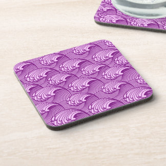 Posavasos Ondas japonesas vintage, violeta púrpura y laica