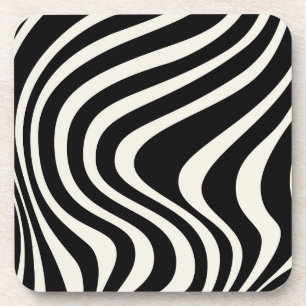Posavasos Ondas retro en blanco y negro
