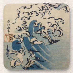Posavasos Ondas y pájaros, c.1825 (impresión del woodblock