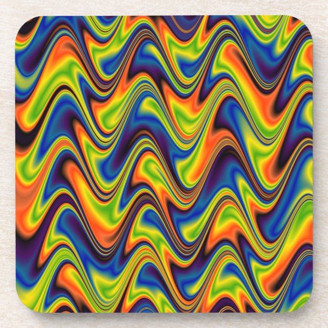 Posavasos Ondulado Multicolor Abstracto (Frente)