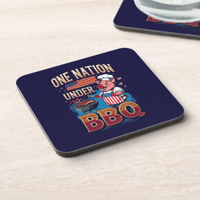 Posavasos One Nation Under BBQ – Vintage Chef Grillmaster (Lado Izquierdo)