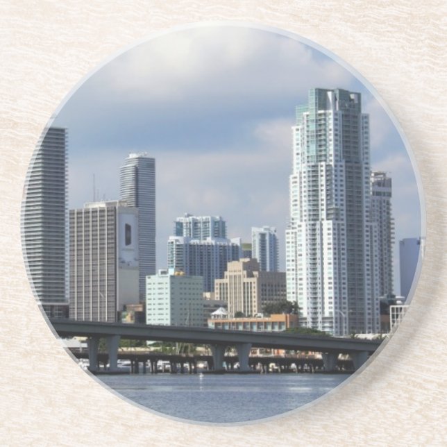 Posavasos Opinión de la costa de Miami (Frente)