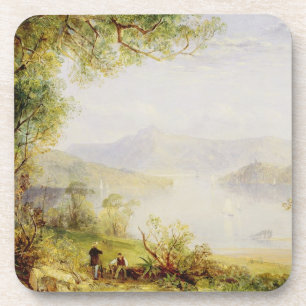 Posavasos Opinión sobre el río Hudson, c.1840-45 (aceite en