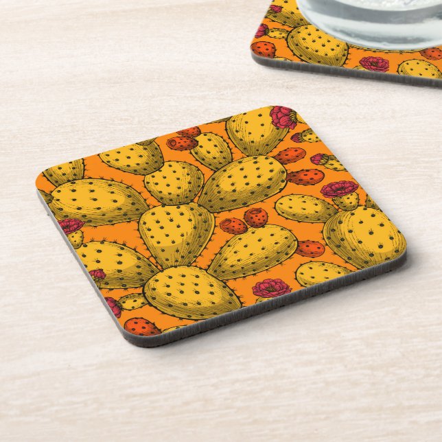 Posavasos Opuntia florida en amarillo (Lado Izquierdo)