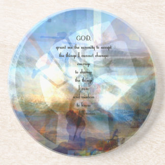 Posavasos Oración de la serenidad con inspirador arte motiva