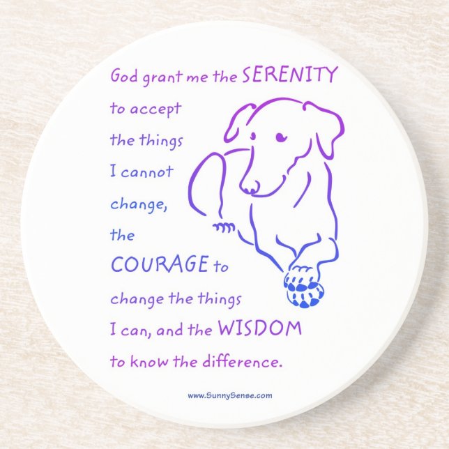 Posavasos Oración de Serenity con tiras de perro (Frente)