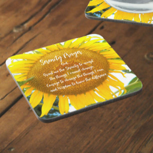 Posavasos Oración de Serenity Floral de girasol amarillo