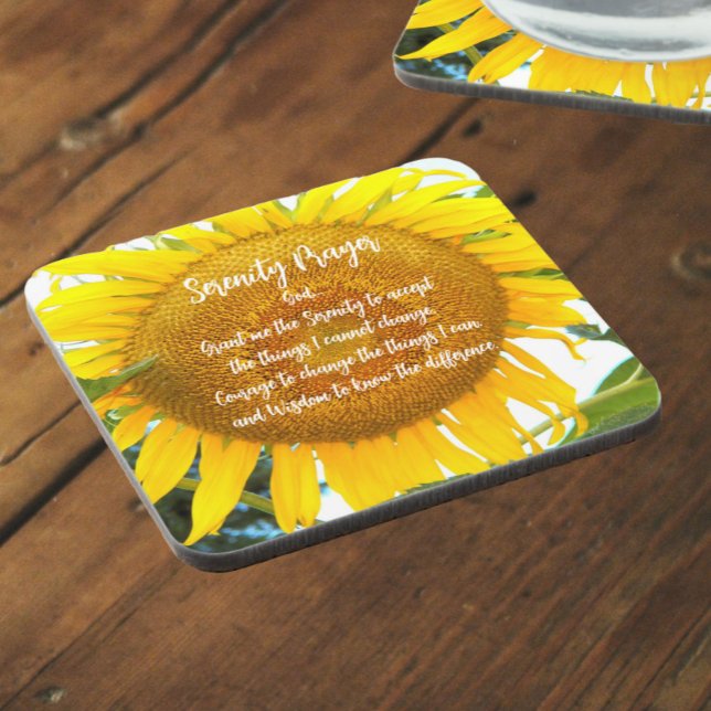 Posavasos Oración de Serenity Floral de girasol amarillo (In Situ Angled)