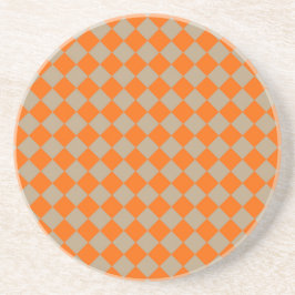 Posavasos Orange Taupe Checker Diamond Pattern