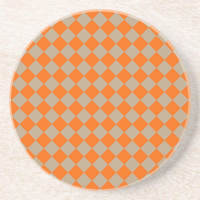 Posavasos Orange Taupe Checker Diamond Pattern (Frente)
