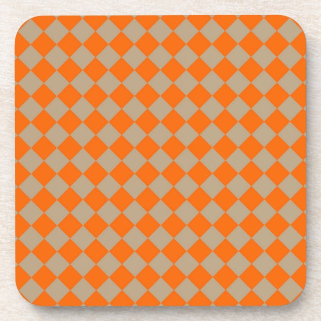 Posavasos Orange Taupe Checker Diamond Pattern (Frente)