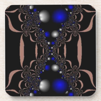 Posavasos Orbes plateadas y azules sobre negro