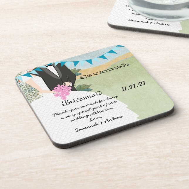 Posavasos Orchard Buntings Bride Bride y Groom Bridesmaid (Lado Izquierdo)