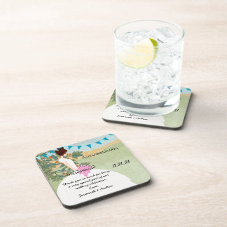 Posavasos Orchard Buntings Brown Hair Bridesmaid Coaster
