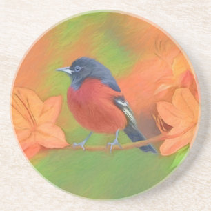 Posavasos Orchard Oriole Songbird Pintura original de aves