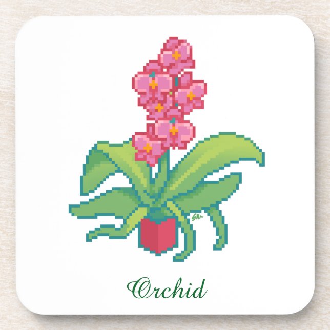 Posavasos orchid pixelart, Pixel Art  (Frente)