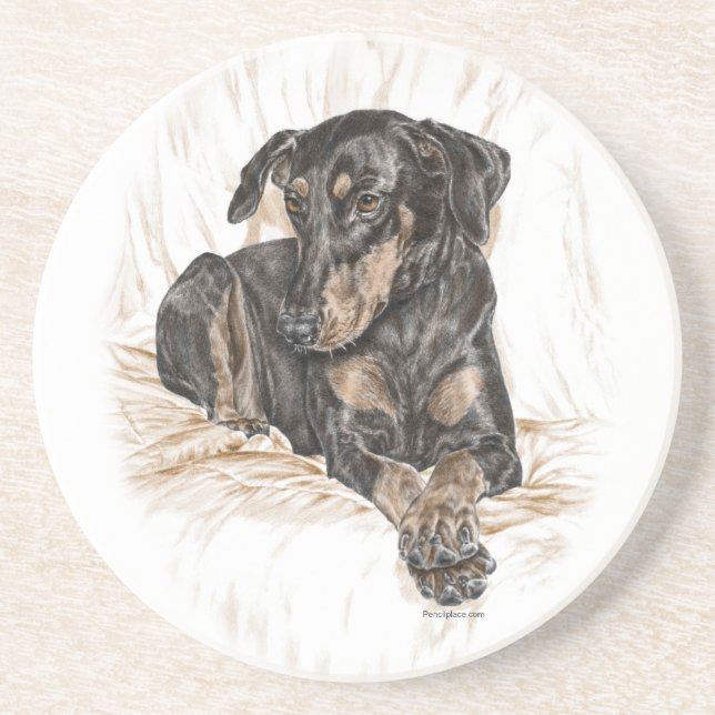 Posavasos Orejas naturales del perro Doberman (Frente)