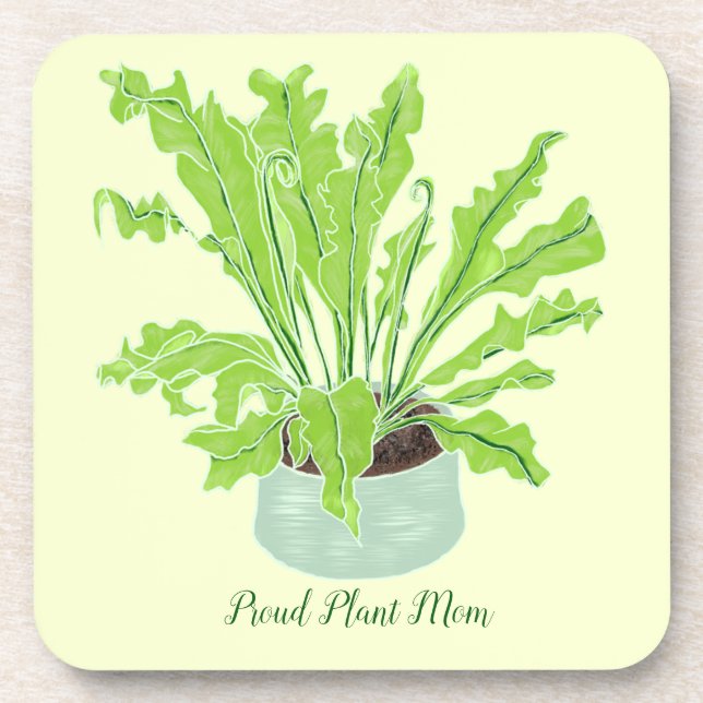 Posavasos Orgullosa madre de la planta - helecho de pájaro e (Frente)