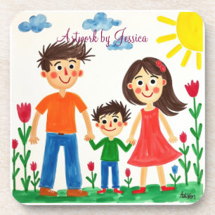 Posavasos Orgulloso de la pintura de arte de su hijo