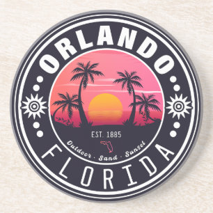 Posavasos Orlando Florida Retro Sunset Tropical Souvenir 80