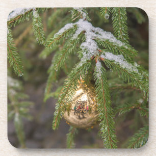 Posavasos Ornamento de cristal del navidad del oro en árbol