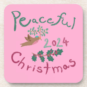 Posavasos Ornamento de pájaro mistletoe 2024 para Navidades 