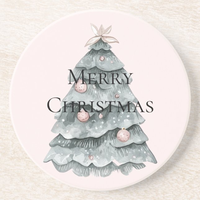 Posavasos Ornamento del árbol de Navidad rosa de Rubor (Frente)