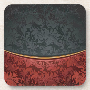 Posavasos Ornamento del vintage rojo y negro