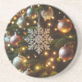 Posavasos Ornamentos de copos de nieve de plata de vacacione
