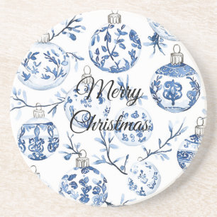 Posavasos Ornamentos de Navidad Blue White de moda