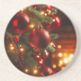 Posavasos Ornamentos rojos vintage de vacaciones para navida