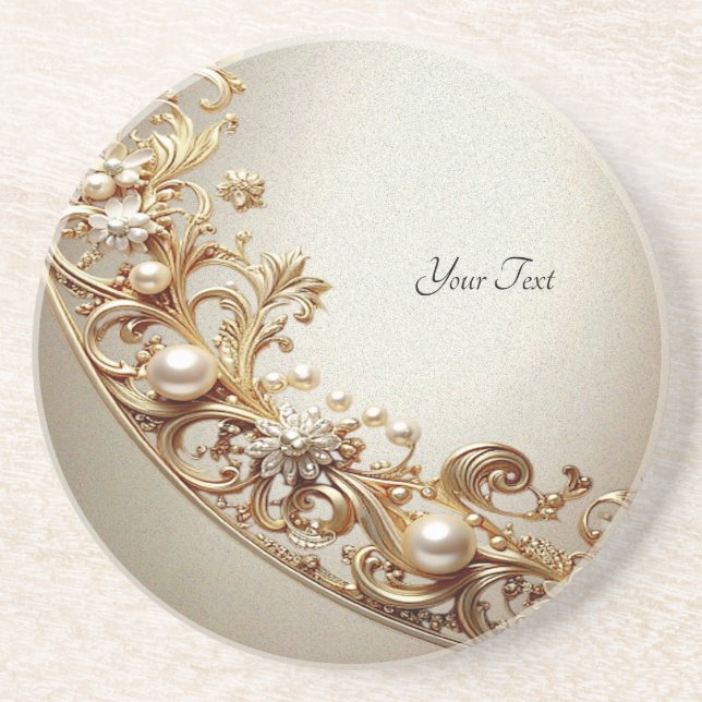 Posavasos Ornate Gold Flourish Sandstone Coaster (Frente)