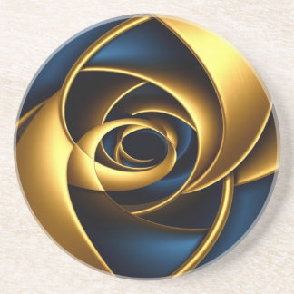 Posavasos oro azul espiral abstracto patrón de vórtice lujo 