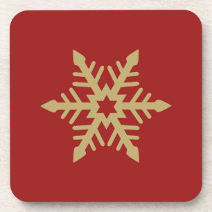Posavasos Oro del diseño del copo de nieve en rojo