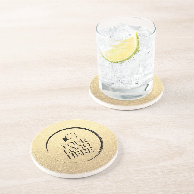 Posavasos Oro empresarial limpio simple personalizado su log (Lado)