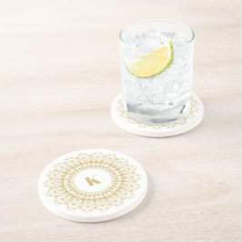 Posavasos Oro en el diseño de círculo de mandal ornamental b