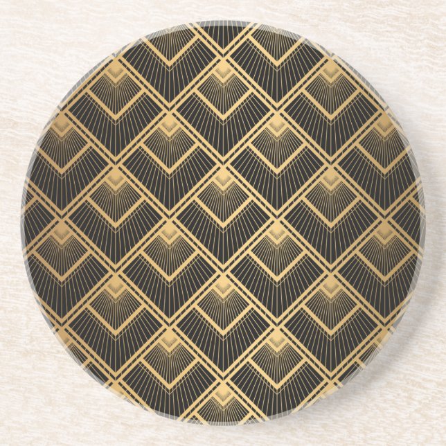 Posavasos Oro negro Art Deco: geométrico (Frente)