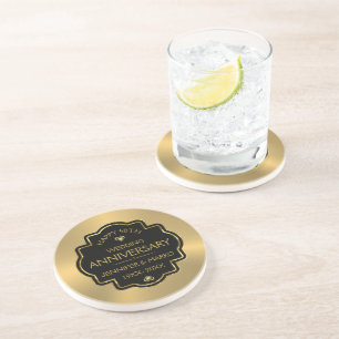 Posavasos Oro personalizado y 50 años de Boda negro