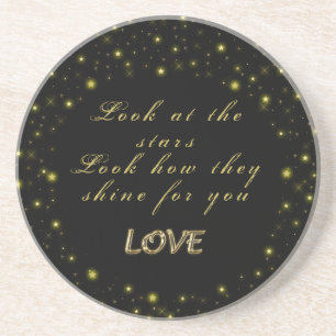 Posavasos Oro personalizado y estrellas brillantes en negro