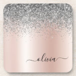 Posavasos Oro Rosa - Monograma Purpurina Rubor rosado platea<br><div class="desc">Oro Rosa - Purpurina de espuma metálica de Relieve metalizado de imitación rosado y plateado de Rubor cepillado de las tiras de papel de monograma Metalizado. Esto hace que la graduación perfecta, el cumpleaños, el boda, la ducha de novia, el aniversario, la ducha de bebé o la fiesta de soltera...</div>