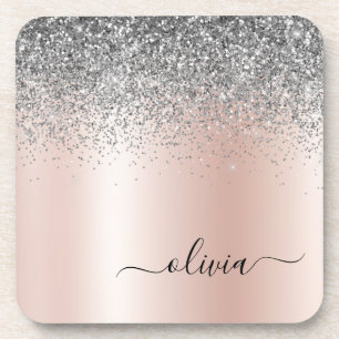 Posavasos Oro Rosa - Monograma Purpurina Rubor rosado platea