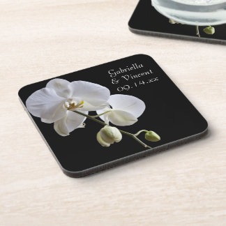 Posavasos Orquídea blanca sobre el Boda negro