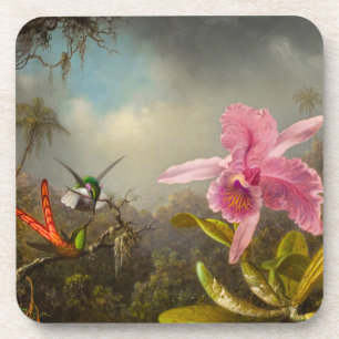 Posavasos Orquídea con dos Hummingbirds Heade